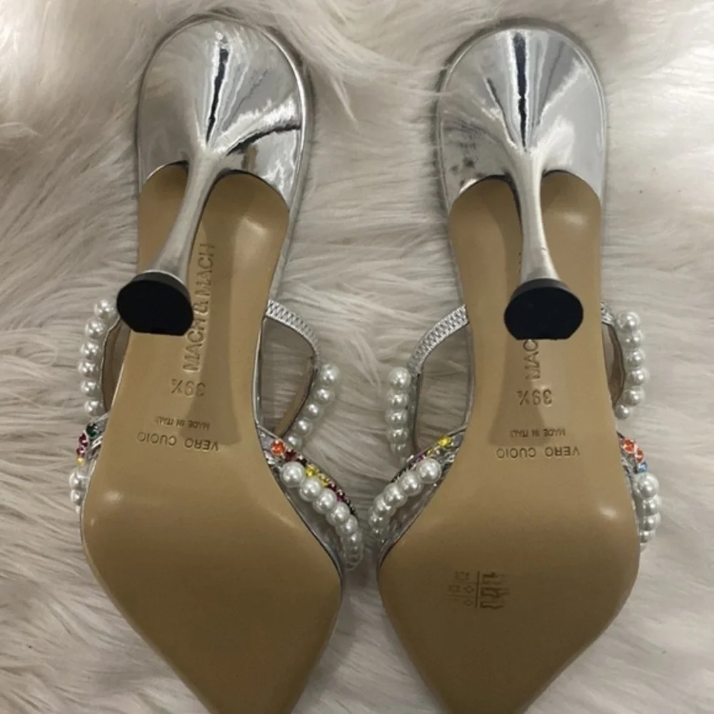 Mach & Mach‎ Diamond of Elizabeth Imitation Pearl pointed toe Mule size 39.5